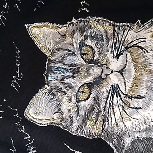 Vintage Hanes crazy cat 🐈 lady black sweatshirt applique - Picture 3 of 4